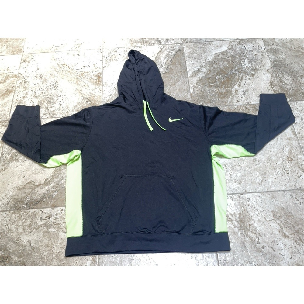 Nike Therma-FIT Hoodie Mens XXL Black Neon Pullover Sweatshirt Athletic Gym